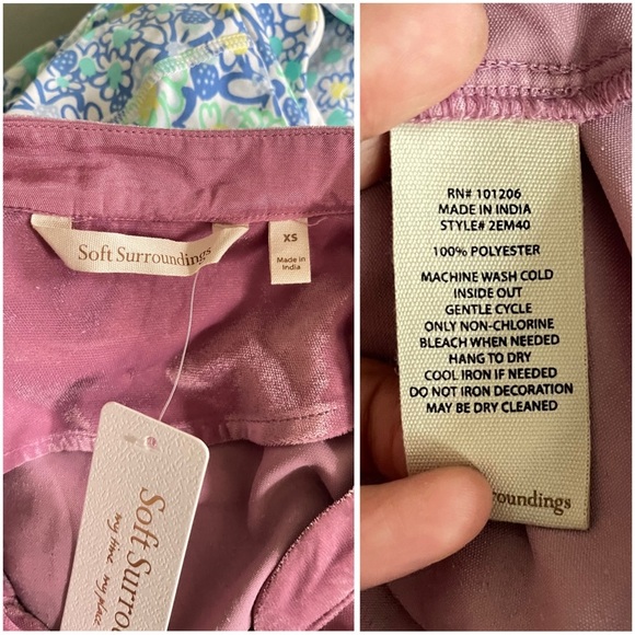 Soft Surroundings Pink Lumanaira Velvet Top XS NWT Boho oversized - Picture 8 of 8